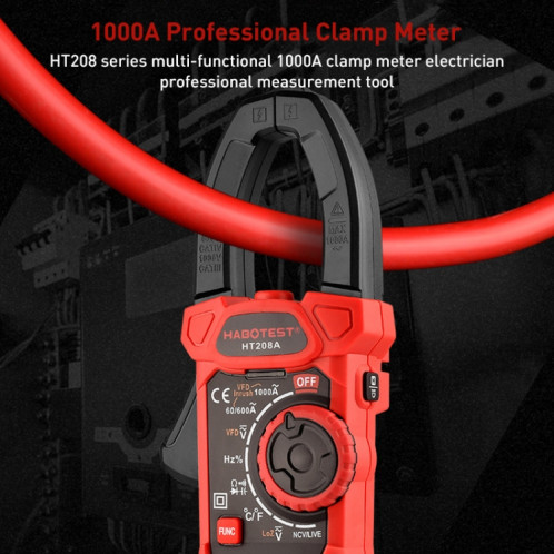 HABOTEST HT208A 1000A Pince multimètre numérique anti-brûlure multifonction SH1623143-05