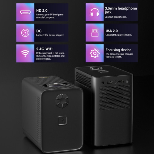 Projecteur mobile WiFi portable S30 Android System HD, type de prise : prise britannique (noir) SH403A1450-08