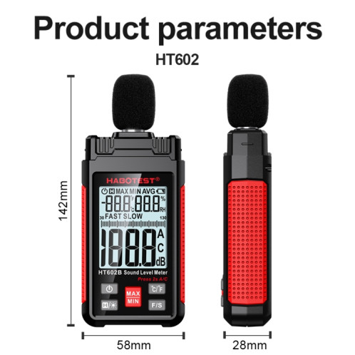 HABOTEST HT602B Testeur de décibels de bruit à affichage numérique multifonctionnel SH16591817-013