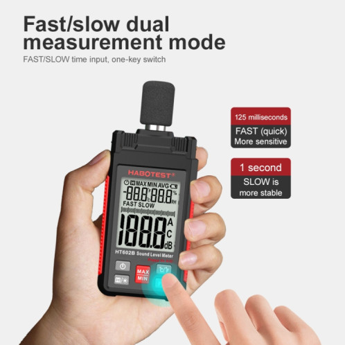 HABOTEST HT602B Testeur de décibels de bruit à affichage numérique multifonctionnel SH16591817-013