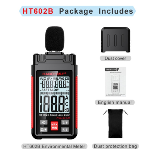 HABOTEST HT602B Testeur de décibels de bruit à affichage numérique multifonctionnel SH16591817-013