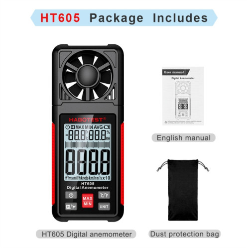 HABOTEST HT605 Testeur de vitesse du vent portable à affichage numérique intelligent SH1660991-012