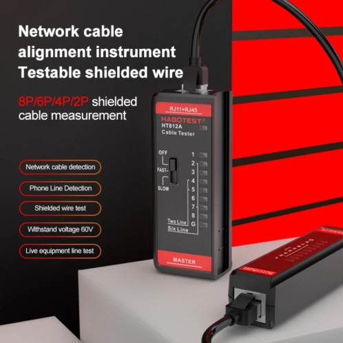 HABOTEST HT812A Testeur de ligne de réseau de ligne téléphonique 2 en 1 SH16881763-010