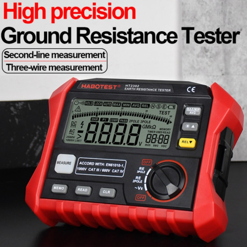 HABOTEST HT2302 Testeur de résistance de mise à la terre à affichage numérique multifonctionnel SH1690932-010