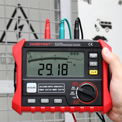 HABOTEST HT2302 Testeur de résistance de mise à la terre à affichage numérique multifonctionnel SH1690932-010