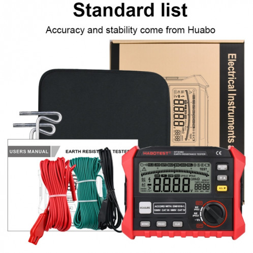 HABOTEST HT2302 Testeur de résistance de mise à la terre à affichage numérique multifonctionnel SH1690932-010