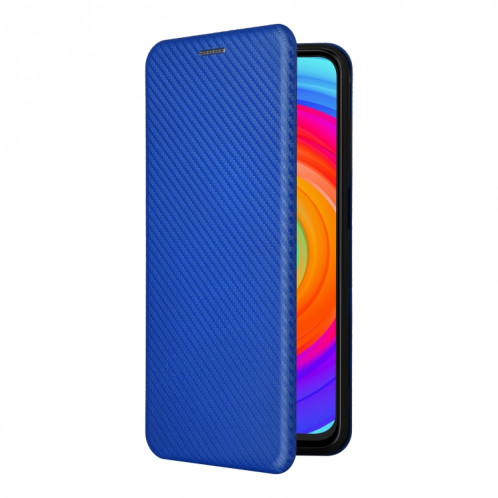 Pour Ulefone Note 14 Étui de téléphone en cuir avec texture en fibre de carbone (bleu) SH214C1855-06