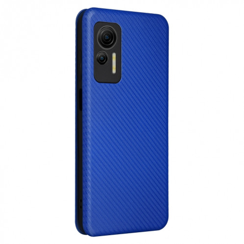 Pour Ulefone Note 14 Étui de téléphone en cuir avec texture en fibre de carbone (bleu) SH214C1855-06