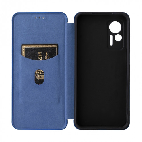 Pour Ulefone Note 14 Étui de téléphone en cuir avec texture en fibre de carbone (bleu) SH214C1855-06