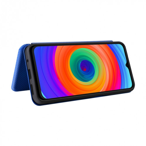 Pour Ulefone Note 14 Étui de téléphone en cuir avec texture en fibre de carbone (bleu) SH214C1855-06