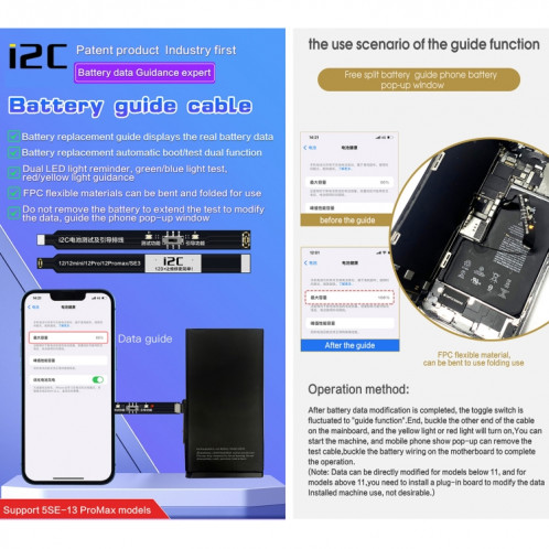 Pour iPhone 12 mini / 12 / 12 Pro / 12 Pro Max / SE3 i2C Batterie Boot Strap Test Flex Cable SH460431-06