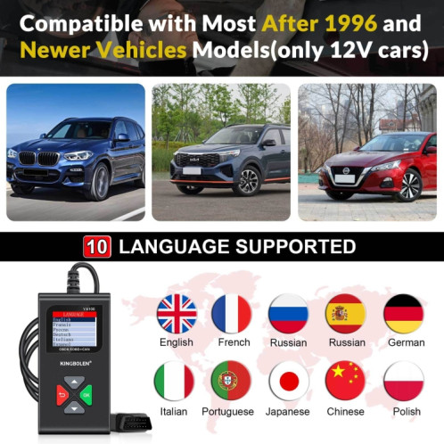 Outil de diagnostic de panne de moteur de voiture KINGBOLEN YA100 OBD2 SH2218698-09