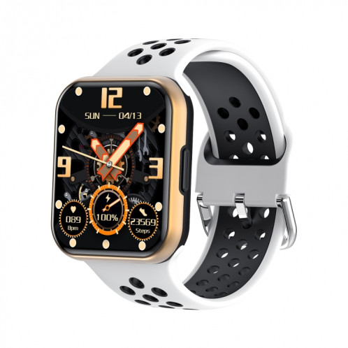 S226 1,72 pouces montre de sport intelligente étanche prend en charge la surveillance de la fréquence cardiaque/la surveillance de la pression artérielle (or blanc) SH901D651-015