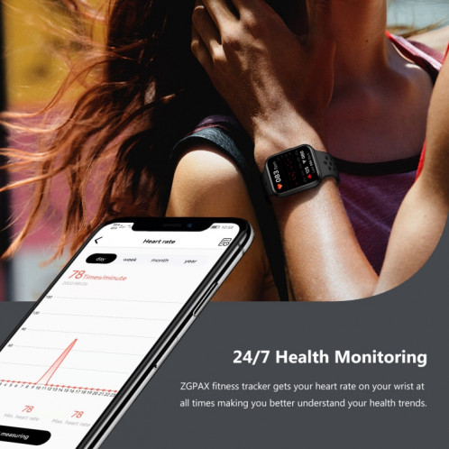S226 1,72 pouces montre de sport intelligente étanche prise en charge de la surveillance de la fréquence cardiaque/surveillance de la pression artérielle (noir vert) SH901B1938-015