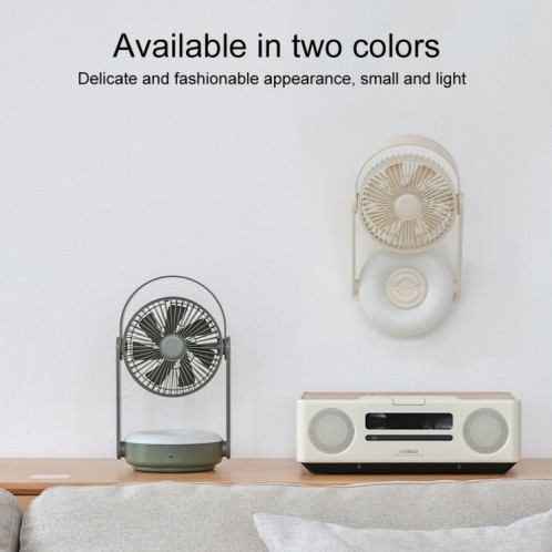 WT-F62 Ventilateur de refroidissement à air de charge USB portable extérieur avec lampe de nuit à LED (couleur crème) SH601A1447-08