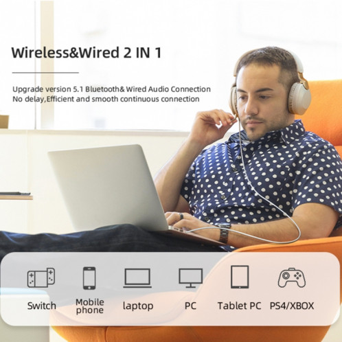Casque de réduction de bruit pliable Bluetooth 5.1 sans fil B2 (abricot) SH101A697-09
