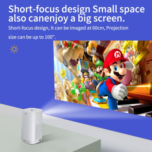 Mini projecteur LED portable T1 480 x 360 800 lumens, spécification : prise britannique (blanc) SH902A1402-012