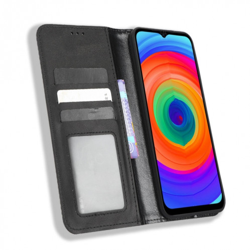 Pour Ulefone Note 14 Boucle Magnétique Texture Rétro Étui de Téléphone en Cuir (Noir) SH430A1282-07