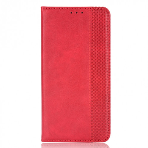 Pour Ulefone Note 14 Boucle Magnétique Texture Rétro Étui de Téléphone en Cuir (Rouge) SH430B640-07