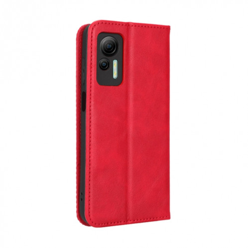 Pour Ulefone Note 14 Boucle Magnétique Texture Rétro Étui de Téléphone en Cuir (Rouge) SH430B640-07