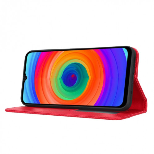 Pour Ulefone Note 14 Boucle Magnétique Texture Rétro Étui de Téléphone en Cuir (Rouge) SH430B640-07