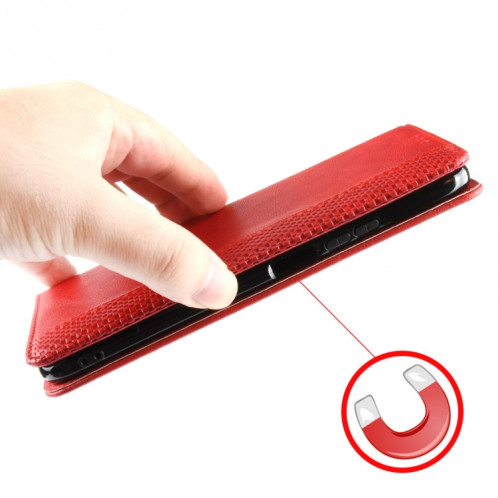 Pour Ulefone Note 14 Boucle Magnétique Texture Rétro Étui de Téléphone en Cuir (Rouge) SH430B640-07