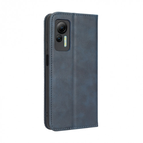 Pour Ulefone Note 14 Boucle Magnétique Texture Rétro Étui de Téléphone en Cuir (Bleu) SH430C600-07