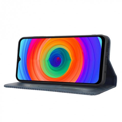 Pour Ulefone Note 14 Boucle Magnétique Texture Rétro Étui de Téléphone en Cuir (Bleu) SH430C600-07