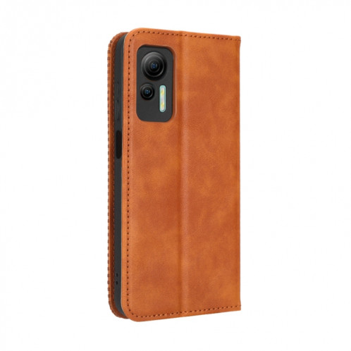 Pour Ulefone Note 14 Boucle Magnétique Texture Rétro Étui de Téléphone en Cuir (Marron) SH430D95-07