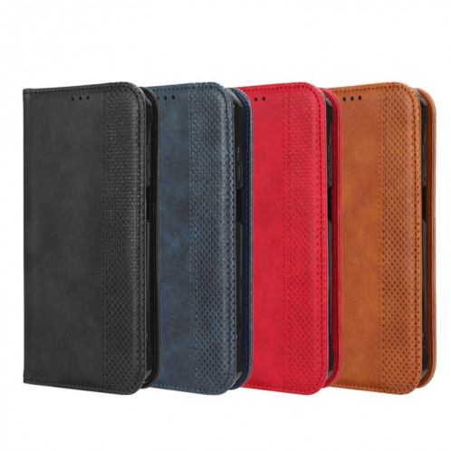 Pour Ulefone Note 14 Boucle Magnétique Texture Rétro Étui de Téléphone en Cuir (Bleu) SH430C600-07