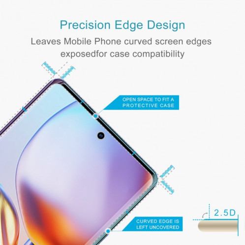 Pour Motorola Edge 40 Pro 50pcs 0.26mm 9H 2.5D Film de verre trempé SH78161466-06