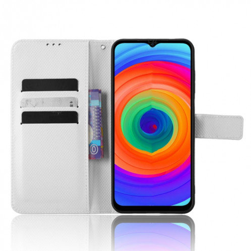 Pour Ulefone Note 14 Étui de téléphone en cuir à texture diamant (Blanc) SH529A1757-06