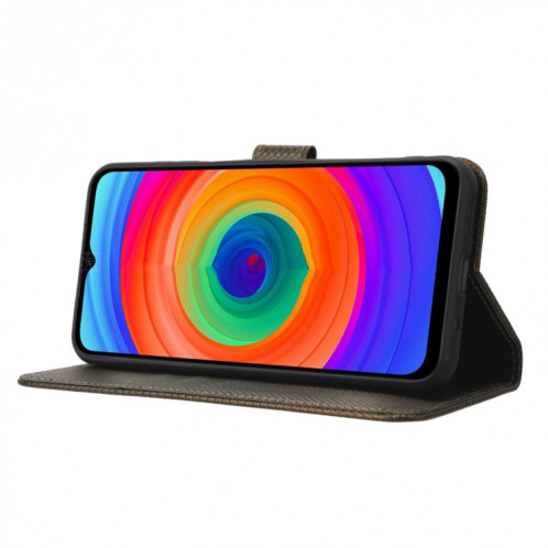 Pour Ulefone Note 14 Étui de téléphone en cuir à texture diamant (marron) SH529D664-06