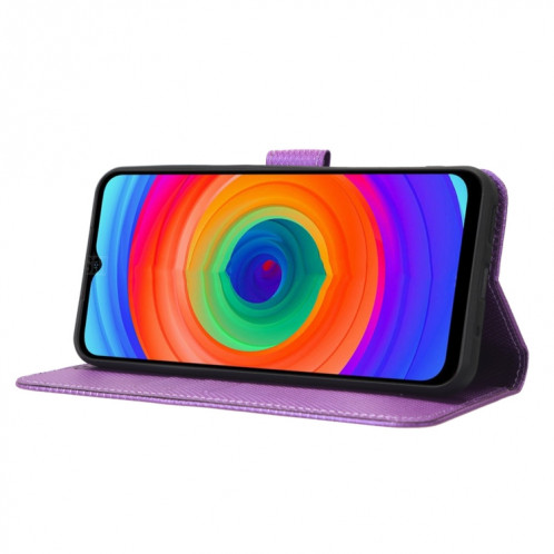Pour Ulefone Note 14 Étui de téléphone en cuir à texture diamant (Violet) SH529E1320-06