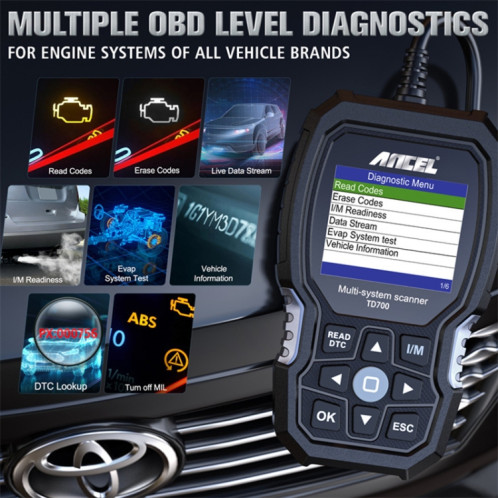 Pour Toyota / Lexus / Scion Ancel TD700 Outil de diagnostic complet du système de scanner de voiture SH0201979-06