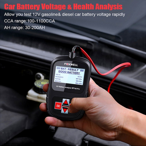 Outil de diagnostic de panne de détecteur de batterie de voiture FOXWELL BT100Pro 12V SH26141981-05