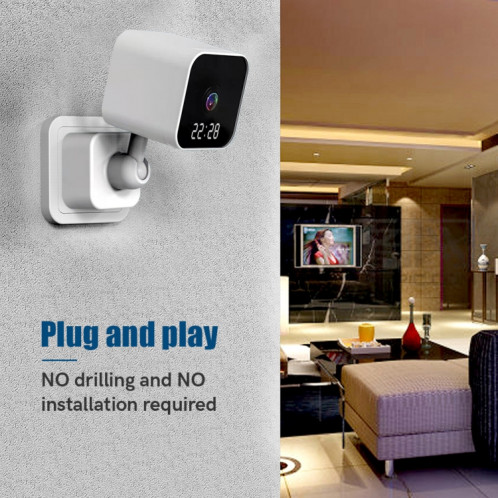 Caméra WiFi DP27 1080P avec carte de prise d'horloge, prise en charge de l'interphone vocal bidirectionnel et de la surveillance mobile, spécification : (blanche) SH102B80-08