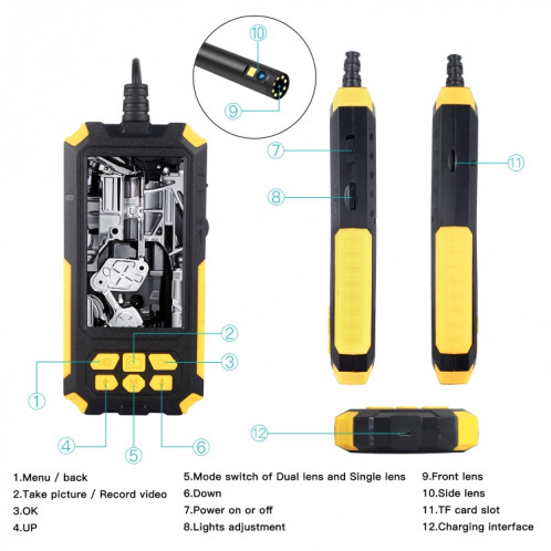 Caméra double P50 4,5 pouces avec endoscope à écran, longueur: ligne dure 5 m (5,5 mm) SH302A1379-07