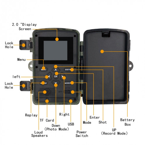 PR5000 2 pouces écran LCD 1080P WiFi infrarouge vision nocturne chasse caméra de suivi de la faune SH274685-08