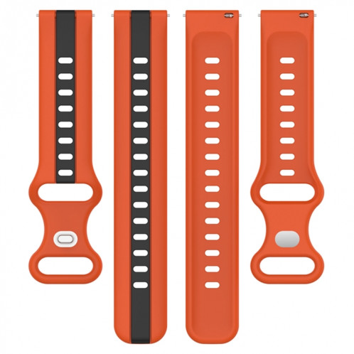 Pour Coros Apex 46mm/Apex Pro/Ticwatch Pro 3 22mm Boucle papillon Bracelet de montre en silicone bicolore (Orange + Noir) SH201A891-07