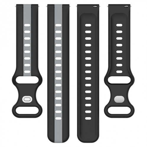 Pour Coros Apex 46mm/Apex Pro/Ticwatch Pro 3 22mm boucle papillon bracelet de montre en Silicone bicolore (noir + gris) SH201F598-07
