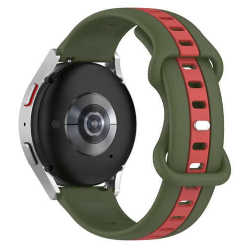 Pour Coros Apex 46mm/Apex Pro/Ticwatch Pro 3 22mm boucle papillon bracelet de montre en Silicone bicolore (rouge + vert armée) SH201I1885-07