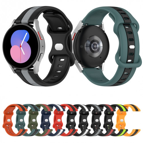 Pour Coros Apex 46mm/Apex Pro/Ticwatch Pro 3 22mm boucle papillon bracelet de montre en Silicone bicolore (rouge + vert armée) SH201I1885-07