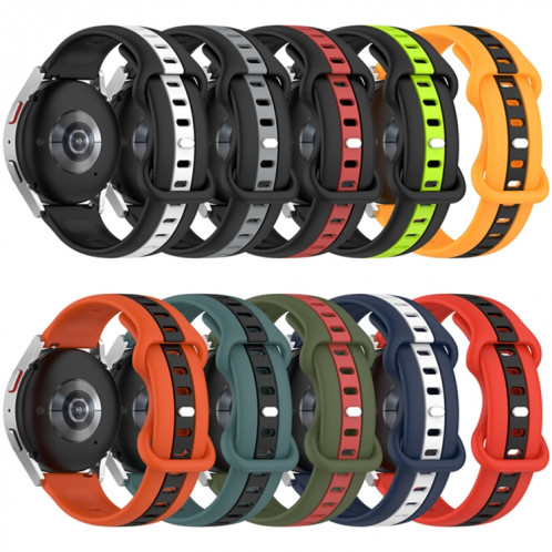 Pour Coros Apex 46mm/Apex Pro/Ticwatch Pro 3 22mm Boucle papillon Bracelet de montre en silicone bicolore (Orange + Noir) SH201A891-07