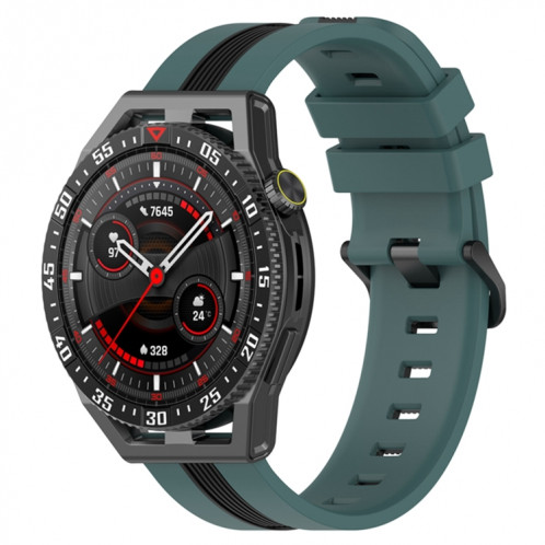 Pour Coros Apex 46mm/Apex Pro/Ticwatch Pro 3 Bracelet de montre en silicone bicolore vertical 22mm (vert + noir) SH301B902-07