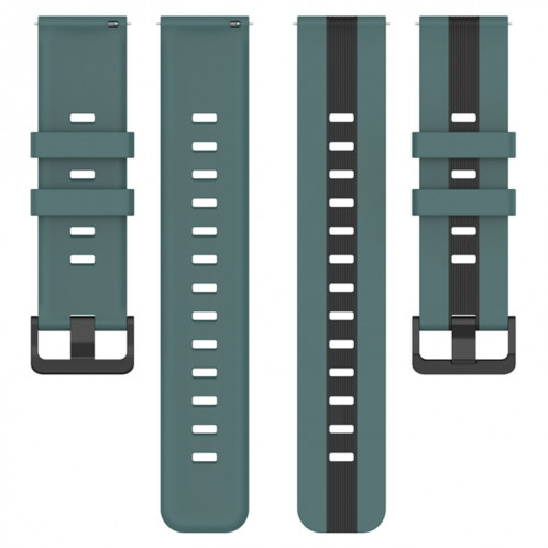 Pour Coros Apex 46mm/Apex Pro/Ticwatch Pro 3 Bracelet de montre en silicone bicolore vertical 22mm (vert + noir) SH301B902-07
