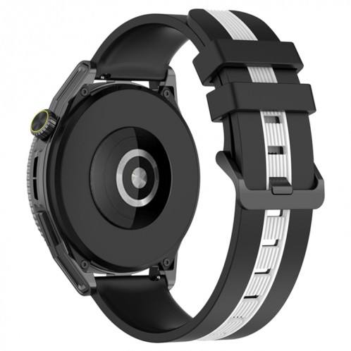 Pour Coros Apex 46mm/Apex Pro/Ticwatch Pro 3 Bracelet de montre en silicone bicolore vertical 22mm (noir + blanc) SH301C761-07