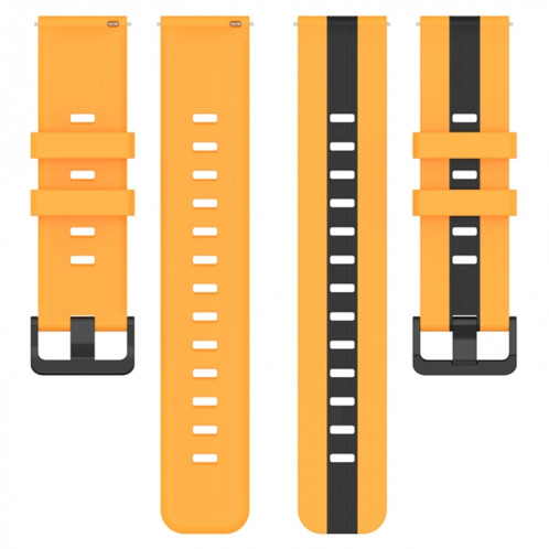 Pour Coros Apex 46mm/Apex Pro/Ticwatch Pro 3 Bracelet de montre en silicone bicolore vertical 22mm (noir + jaune) SH301E82-07
