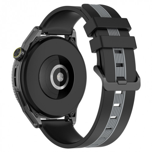 Pour Coros Apex 46mm/Apex Pro/Ticwatch Pro 3 Bracelet de montre en silicone bicolore vertical 22mm (noir + gris) SH301F1268-07
