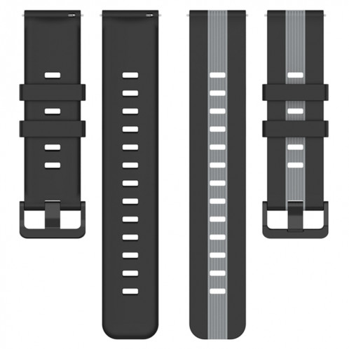 Pour Coros Apex 46mm/Apex Pro/Ticwatch Pro 3 Bracelet de montre en silicone bicolore vertical 22mm (noir + gris) SH301F1268-07